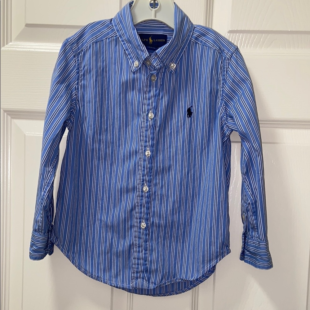Ralph Lauren button down Blue Striped Kids Shirt